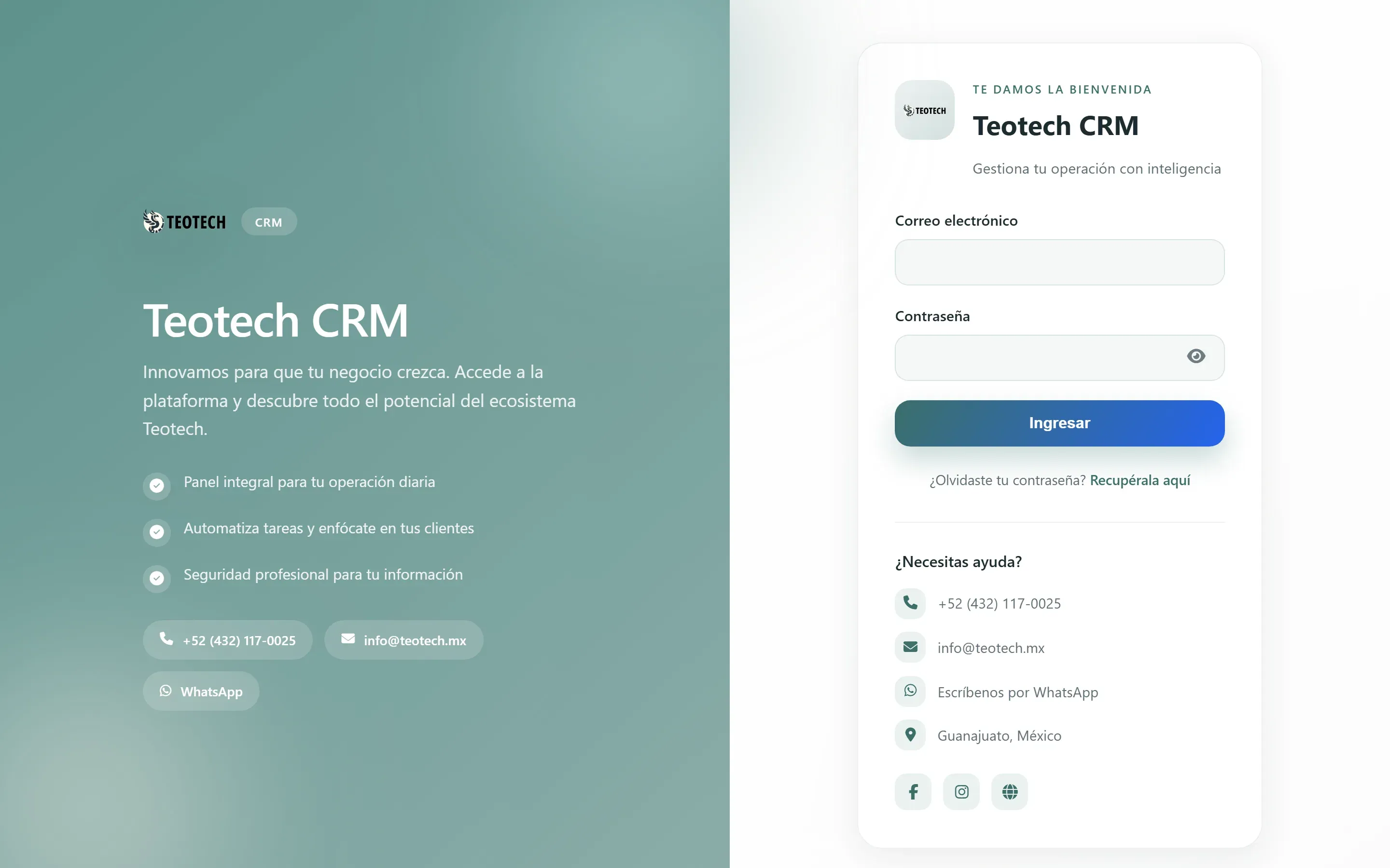 Teotech CRM — Facturación y Archivos (Brocha) — Teotech